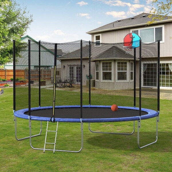 Nestfair 12FT Round Trampoline with Safety Enclosure Net